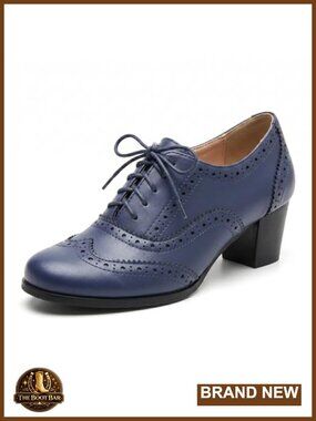 Women's Vintage Oxford Shoes 1950s Lace Up Chunky Platform